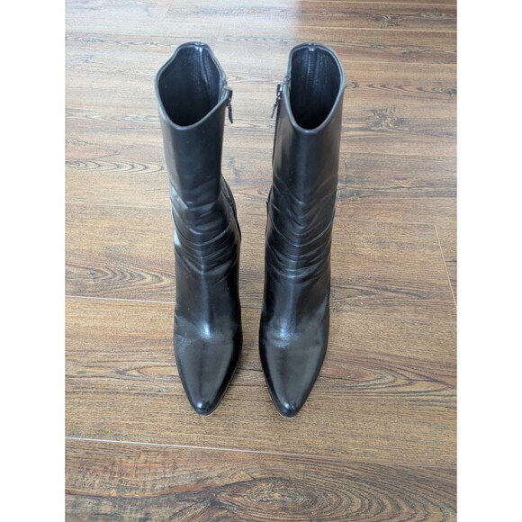 Prada Booties Helled Boots Black Size 41 US 9.5 1” Platform 3+” Heel Zip - Picture 2 of 12